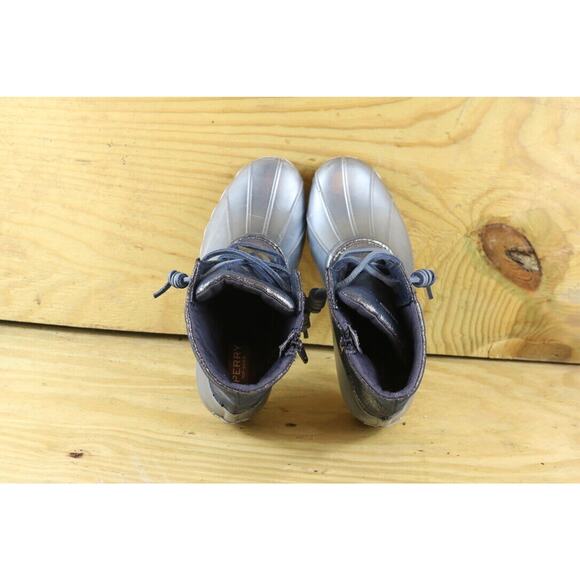 Sperry Boots Womens Duck Boots Saltwater 8M Blue Silver Shoes - Picture 4 of 7